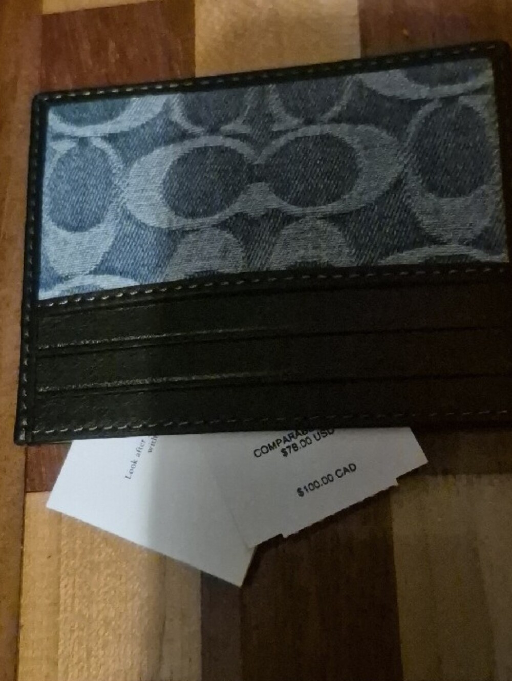 Coach Black and Light Blue Signature Card Case - Picture 4 of 4